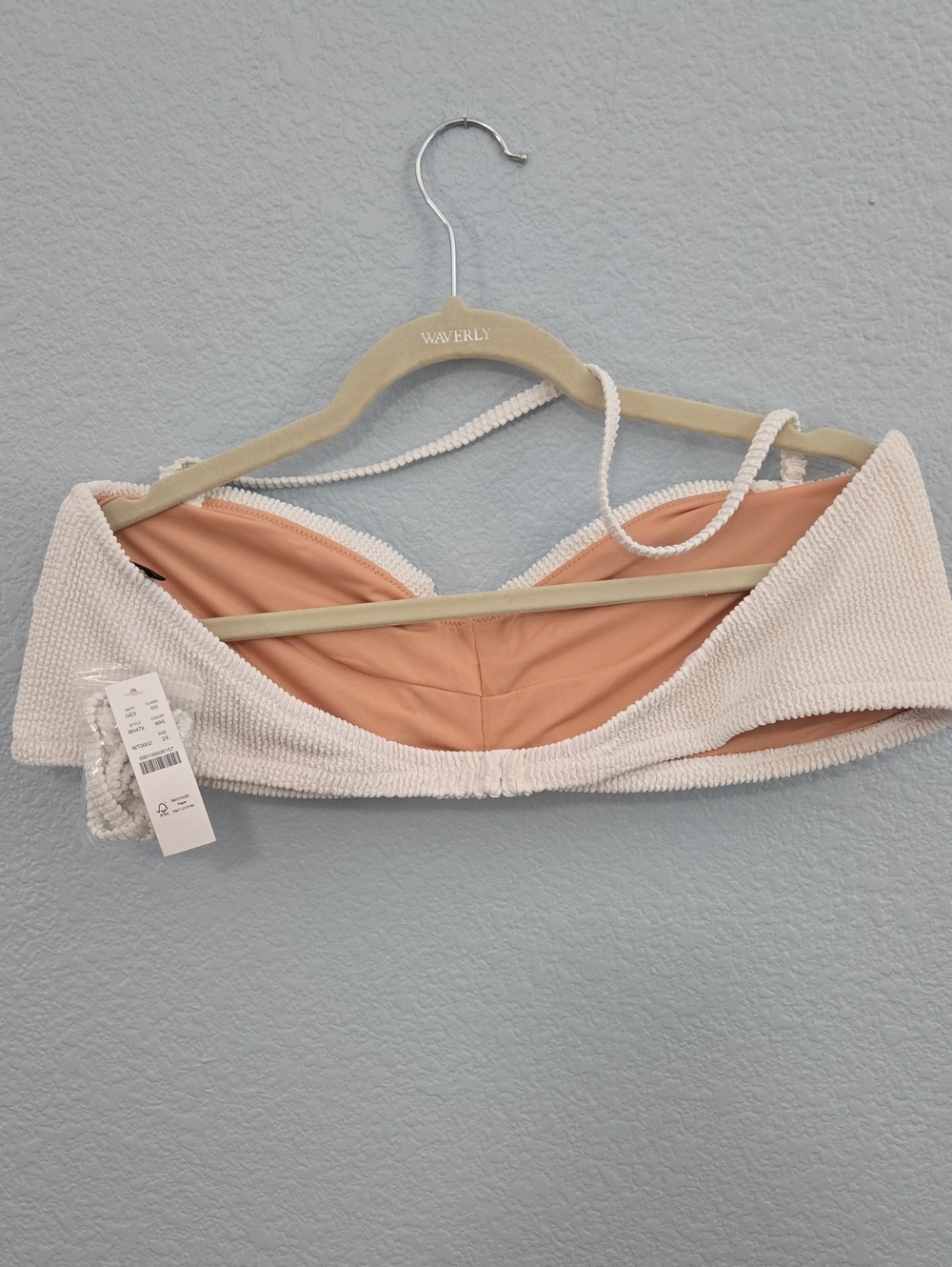 NWT J CREW Textured White Bandeau Bikini Top & High Waist Bottoms Lined 2x T XXL - Picture 3 of 12